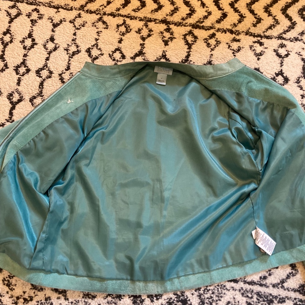 Sigrid Olsen So Blue Women's Blue Suede Lightweight Zip Up Jacket Size M - Picture 14 of 17